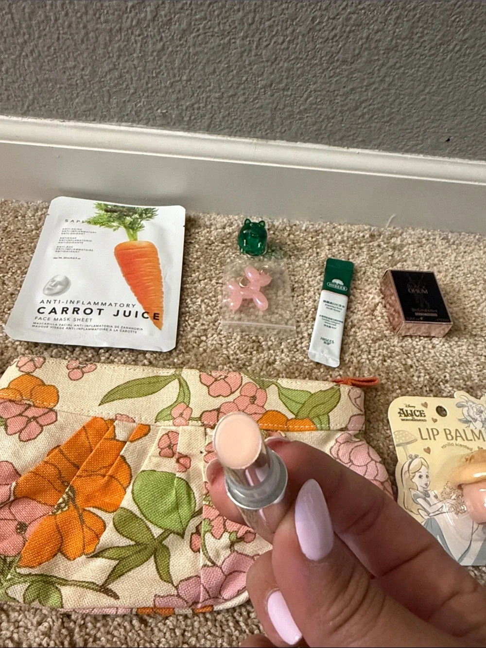 Old Navy Floral Canvas Cosmetic Pouch Gift Set With YSL samples